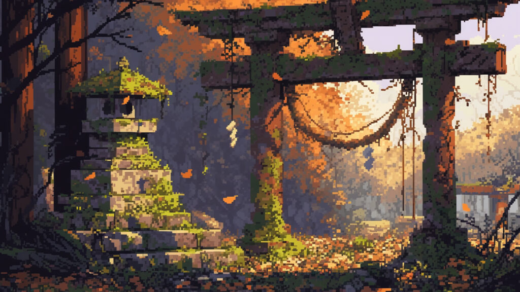 廃れた神社｜ドット絵風