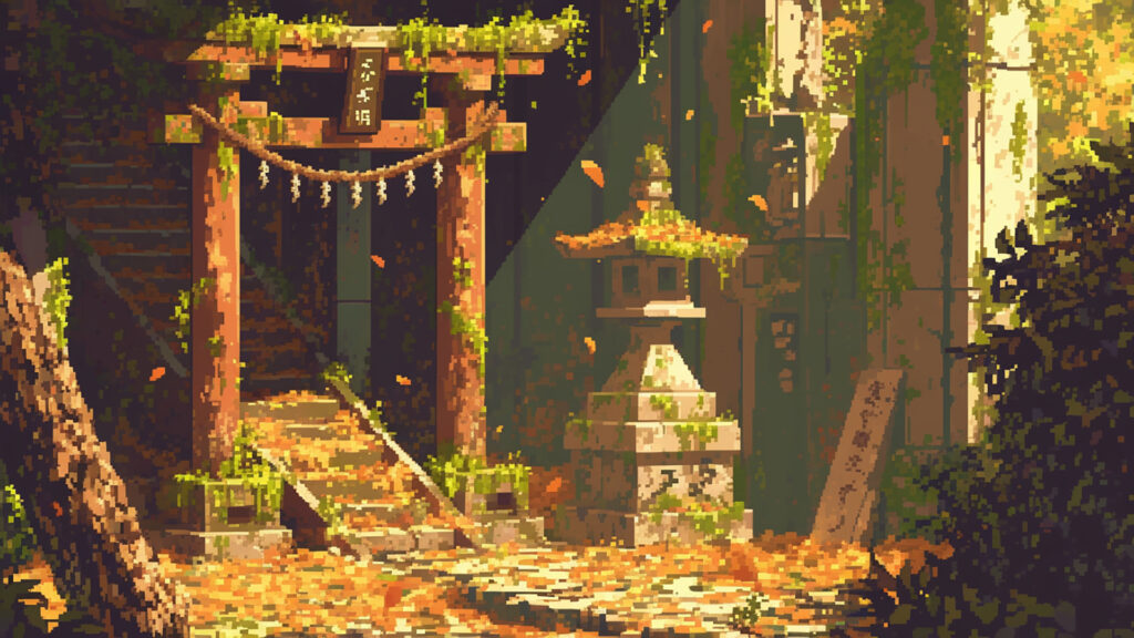 廃れた神社｜ドット絵風