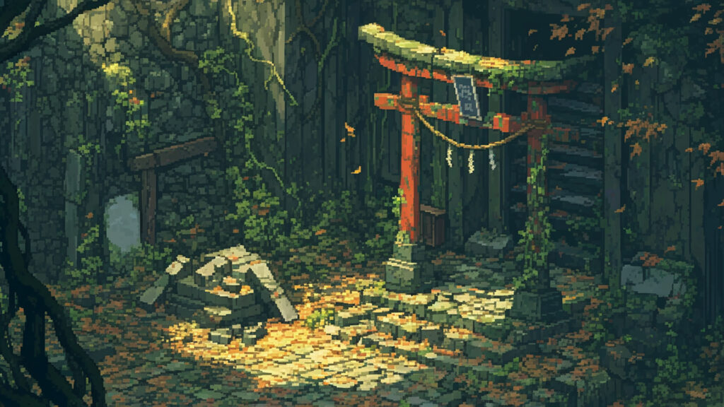 廃れた神社｜ドット絵風