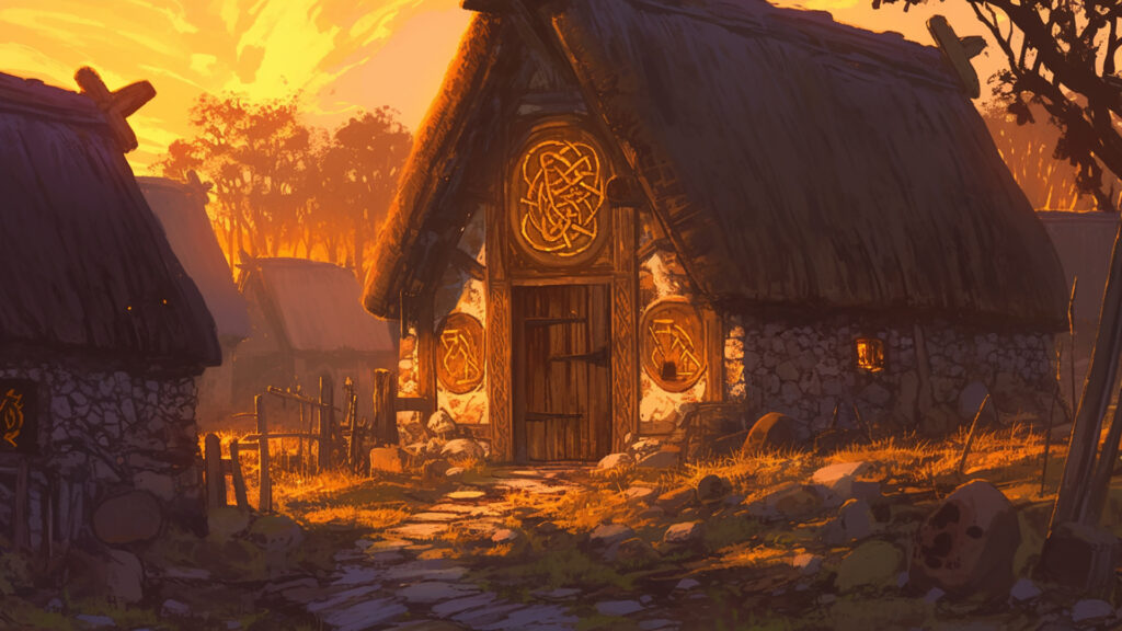 ケルトの村の家屋｜石と木の温もりある背景素材