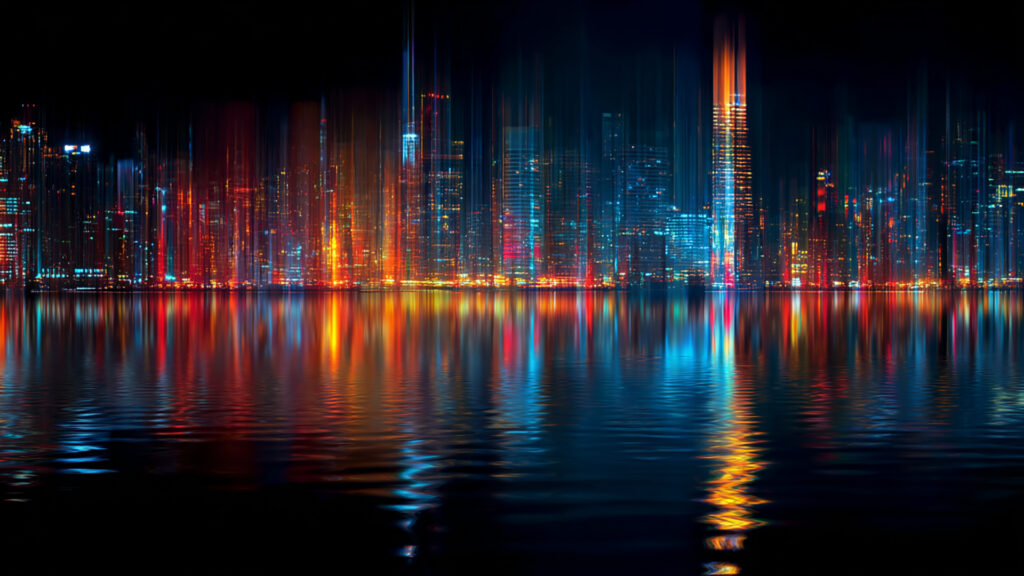 都市の夜景＋デジタル崩れ