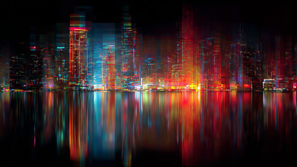 都市の夜景＋デジタル崩れ