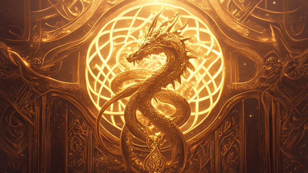 ケルト装飾画風｜竜の紋章と祭壇