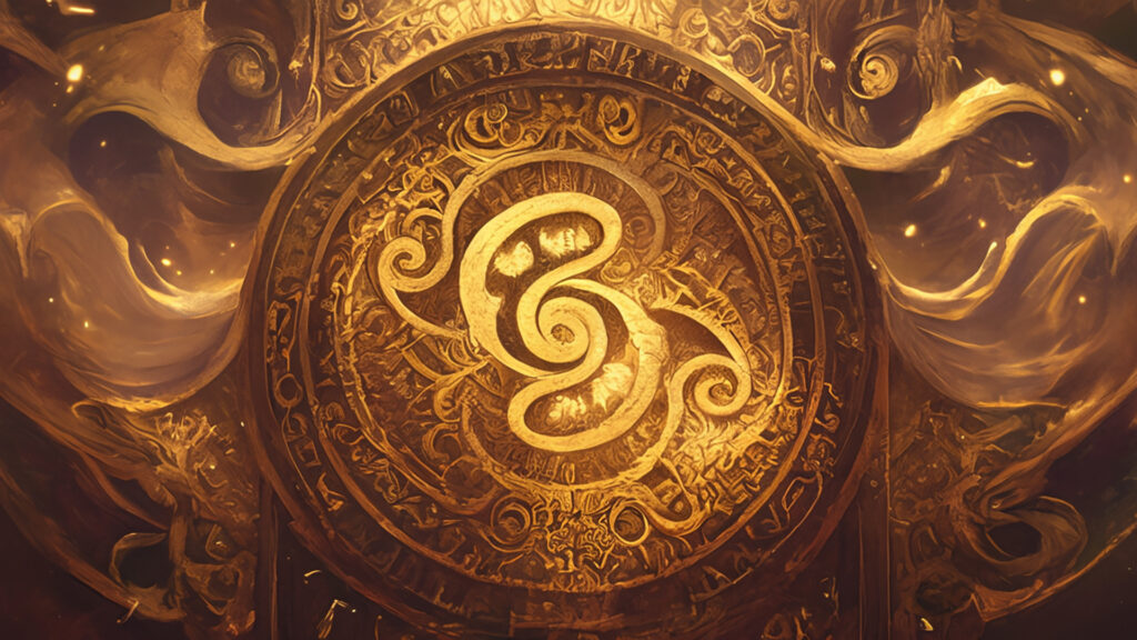 ケルト装飾画風｜竜の紋章と祭壇