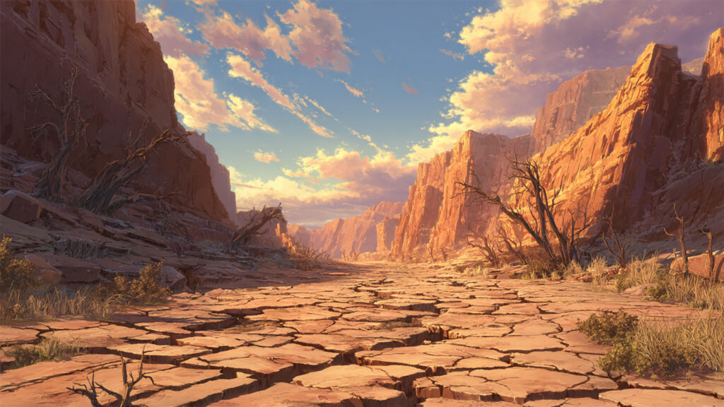 砂漠の枯れた川