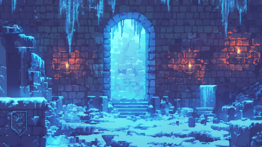 凍りついた廃墟｜ドット絵風