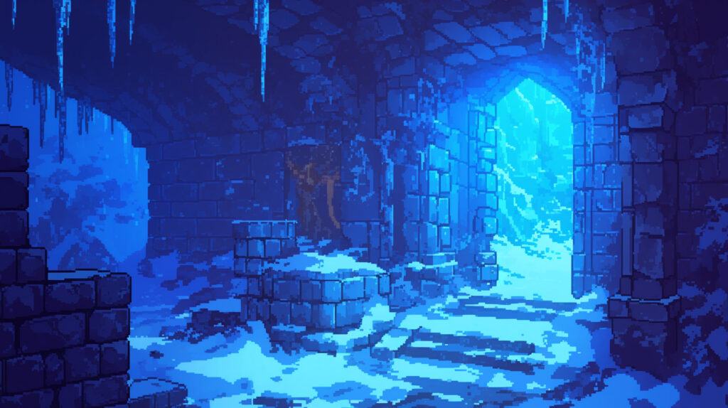 凍りついた廃墟｜ドット絵風