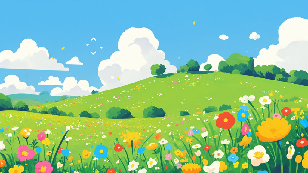 丘と花畑
