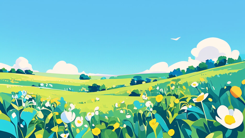 丘と花畑