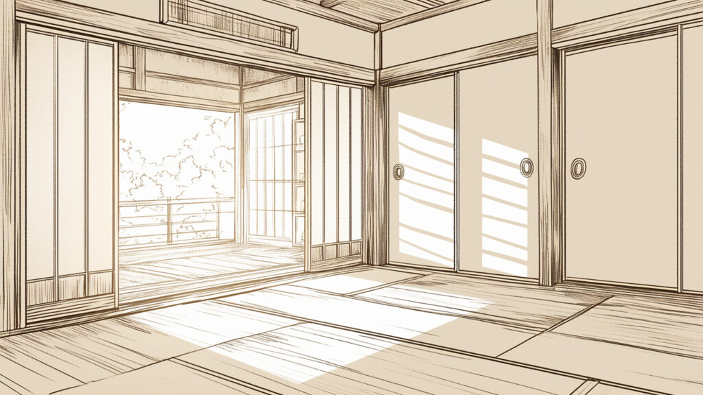 マンガ背景-和室・畳・縁側