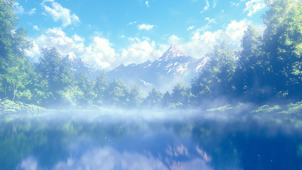 霧がかった川