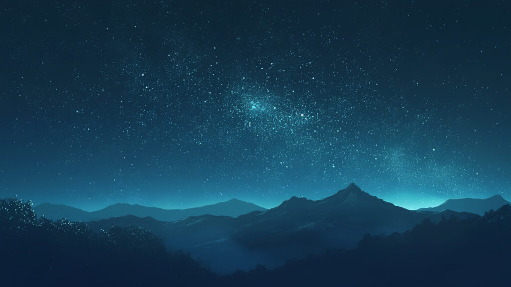 夜の山と星空
