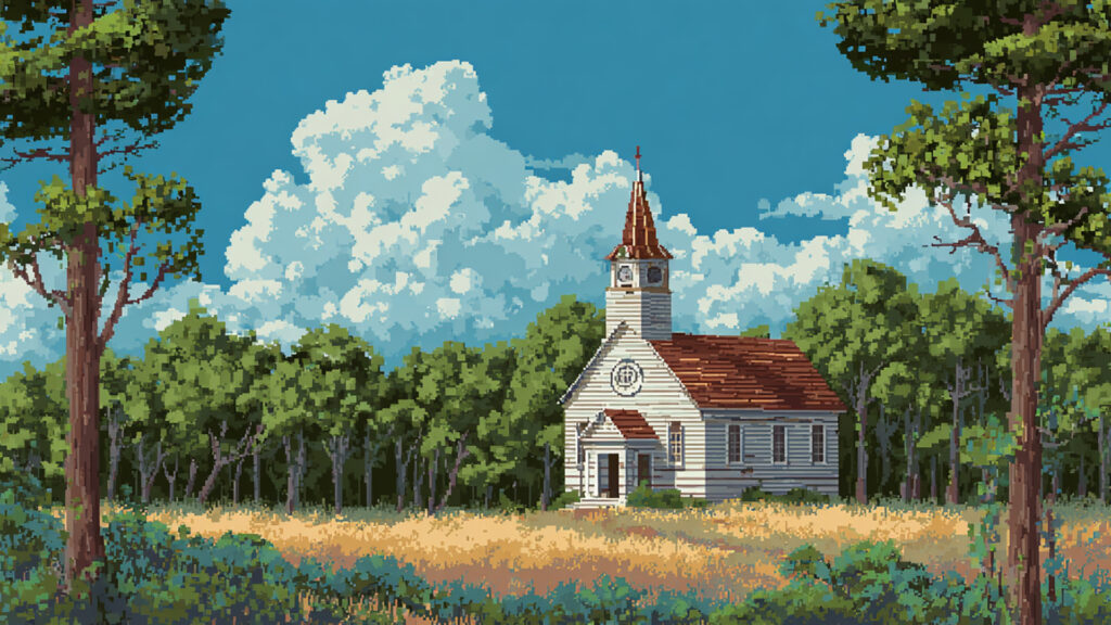 ドット絵風｜教会の外観背景素材