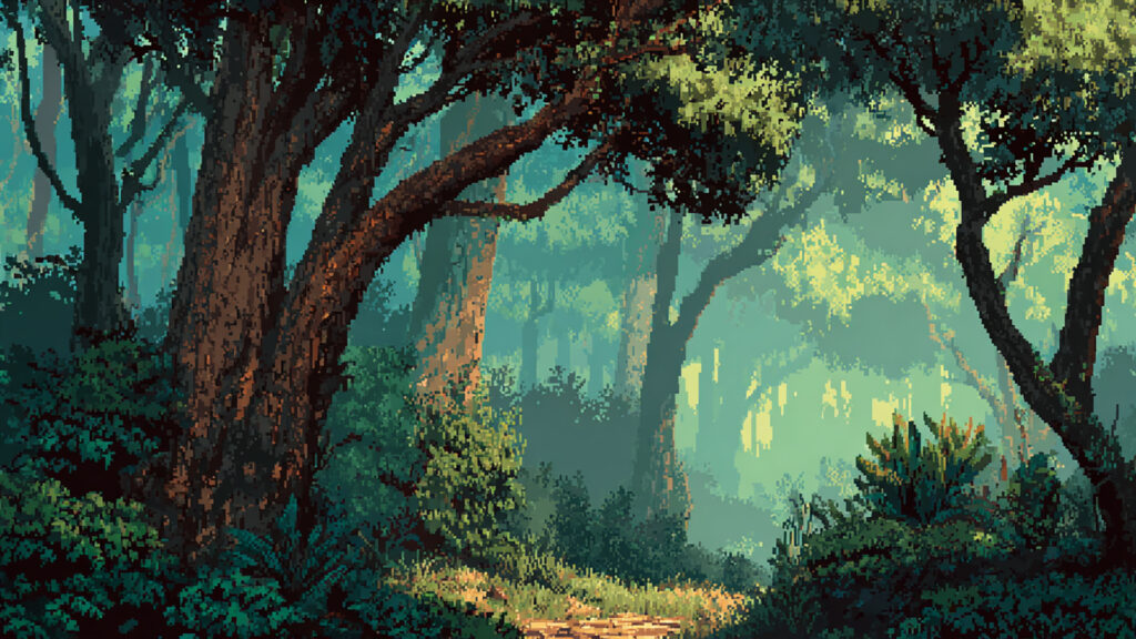 森の背景イラストのフリー素材