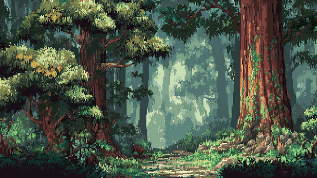 ドット絵風｜森の背景素材