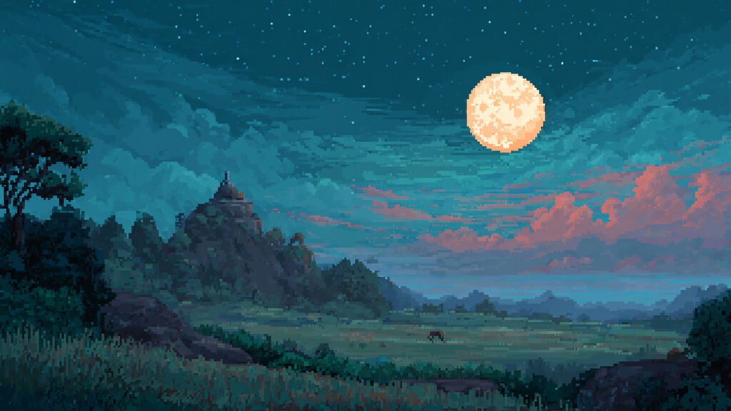 満月の背景イラストのフリー素材