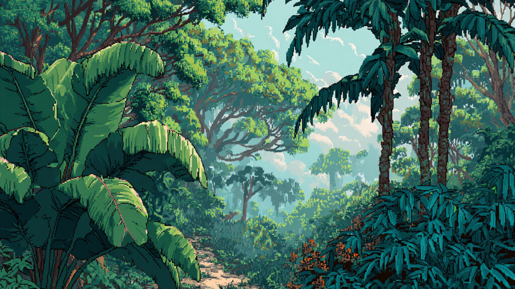 ドット絵風｜ジャングルの背景素材