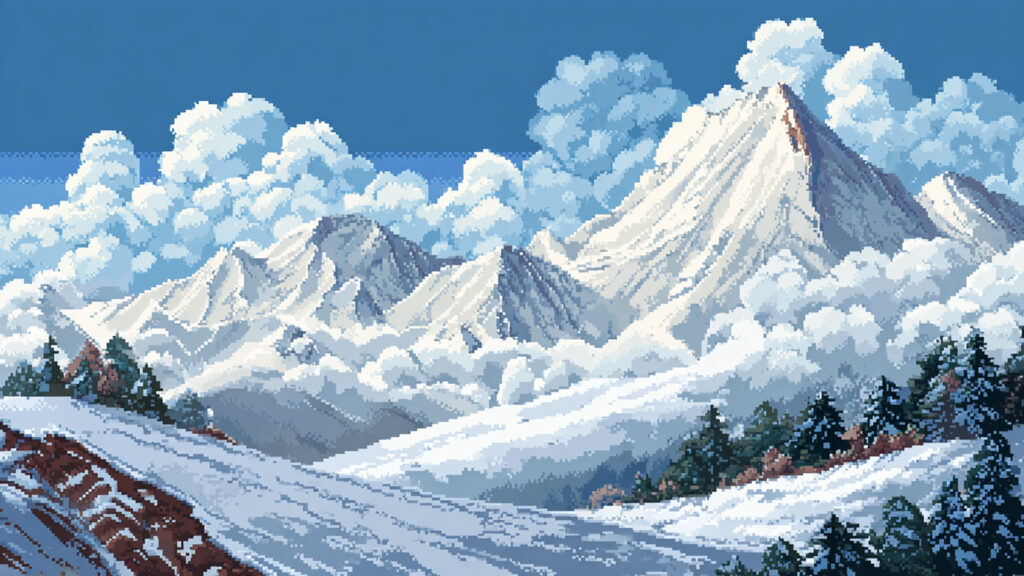 ドット絵風｜山の背景素材