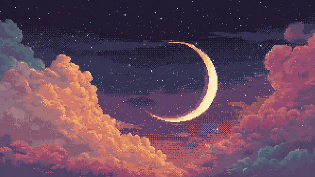 ドット絵風｜夜空の背景素材