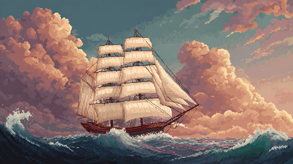 帆船の背景イラストのフリー素材