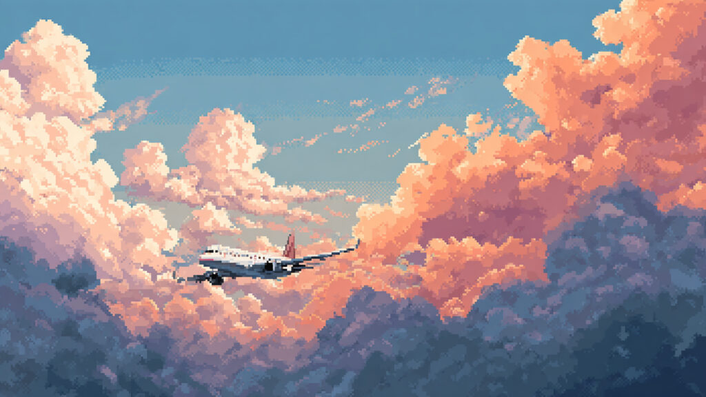 飛行機の背景イラストのフリー素材