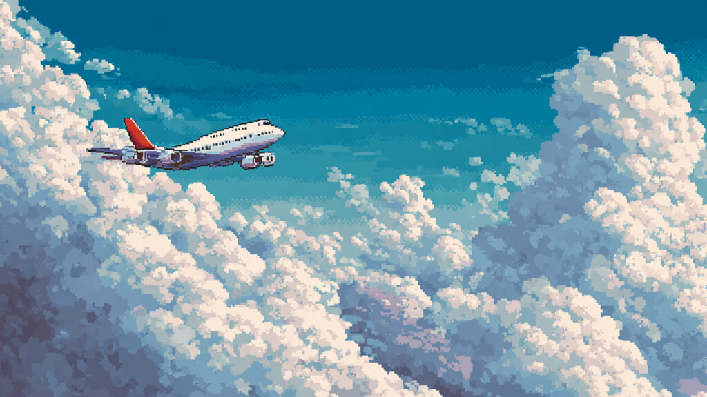 ドット絵風｜飛行機の背景素材