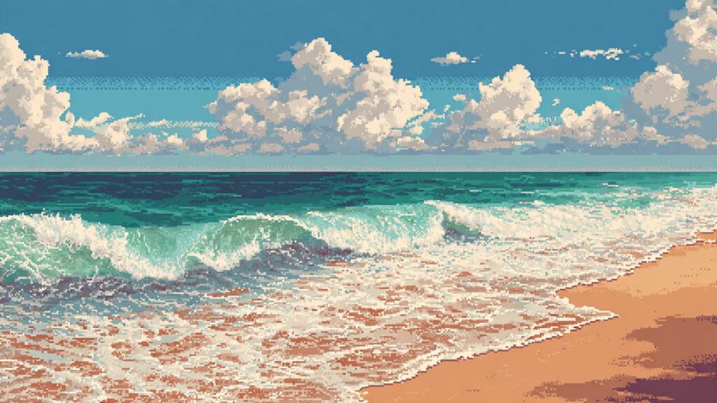 ドット絵風｜海岸の背景素材