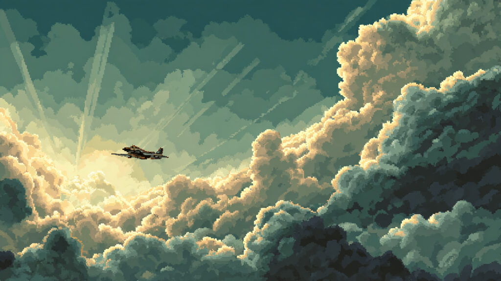 ドット絵風｜戦闘機の背景素材