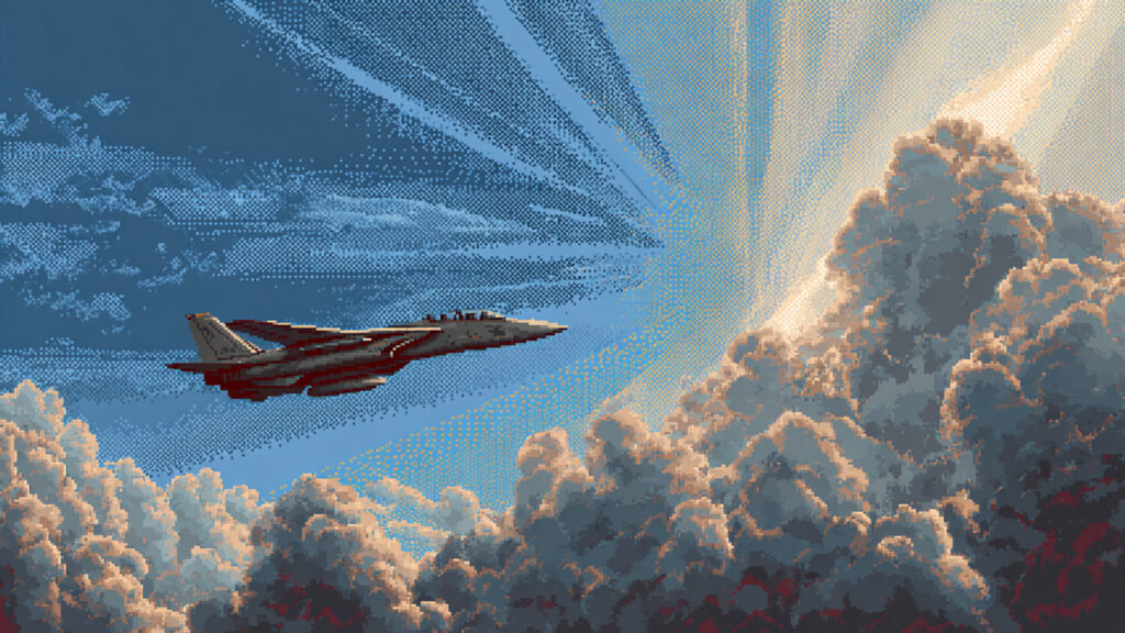 ドット絵風｜戦闘機の背景素材