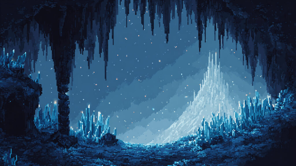 氷の洞窟の背景イラストのフリー素材