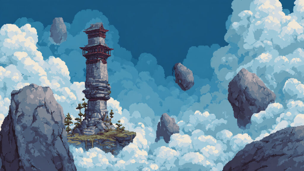 魔法の塔の背景イラストのフリー素材