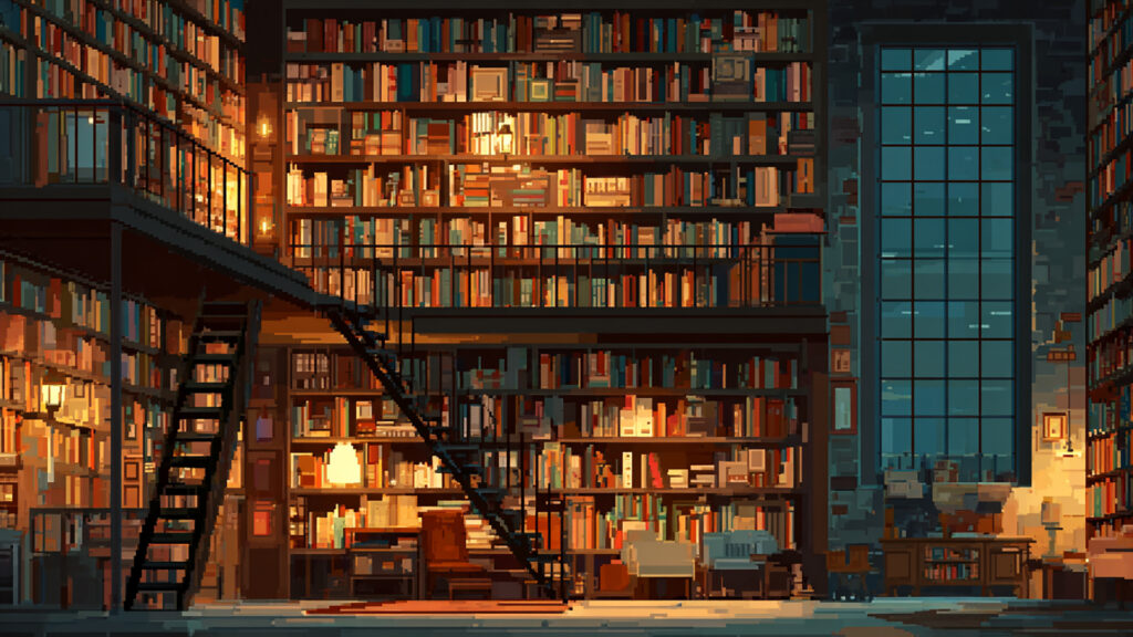 ドット絵風｜古書庫の背景素材