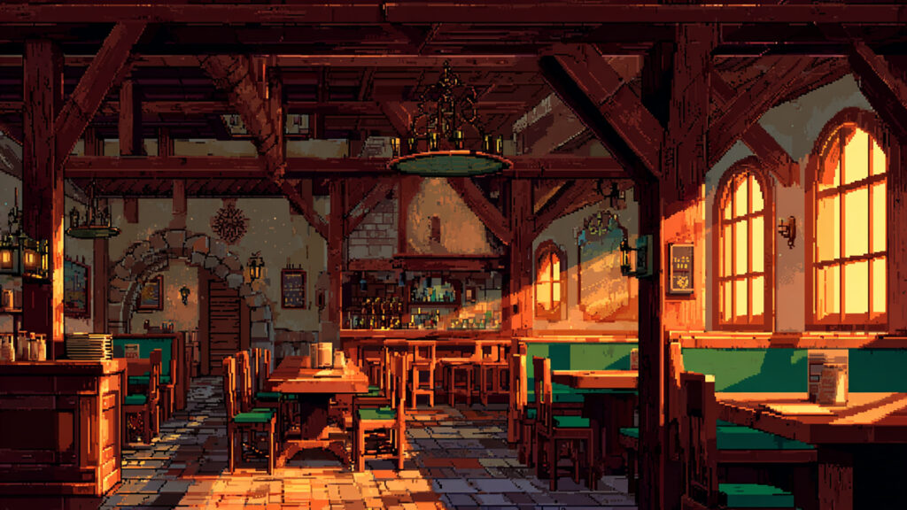 ドット絵風｜古い宿屋の背景素材