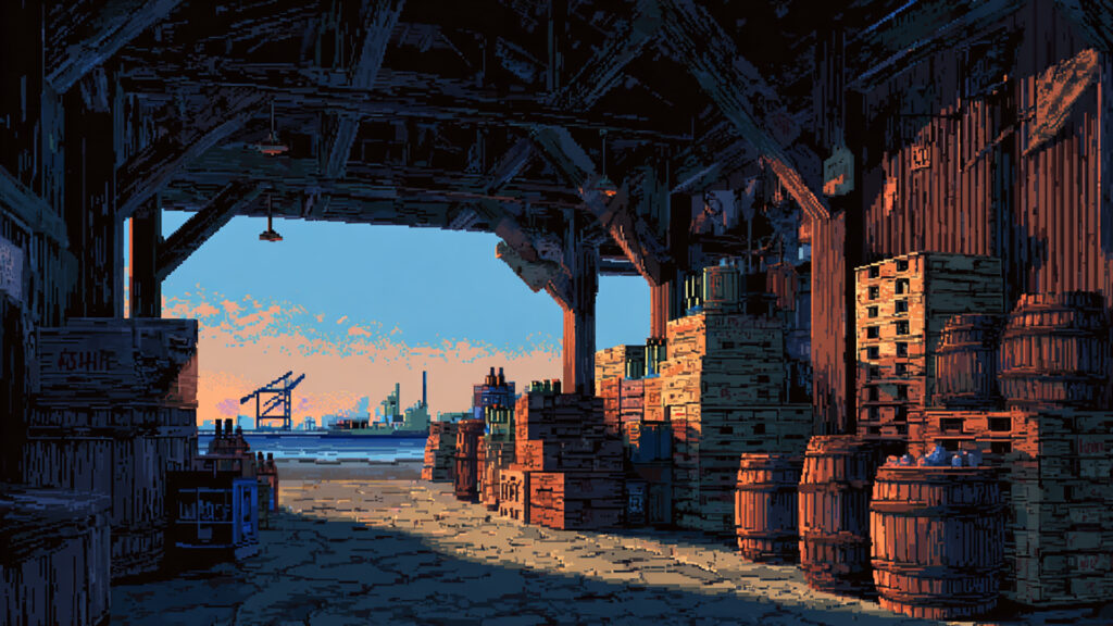 港の背景イラストのフリー素材