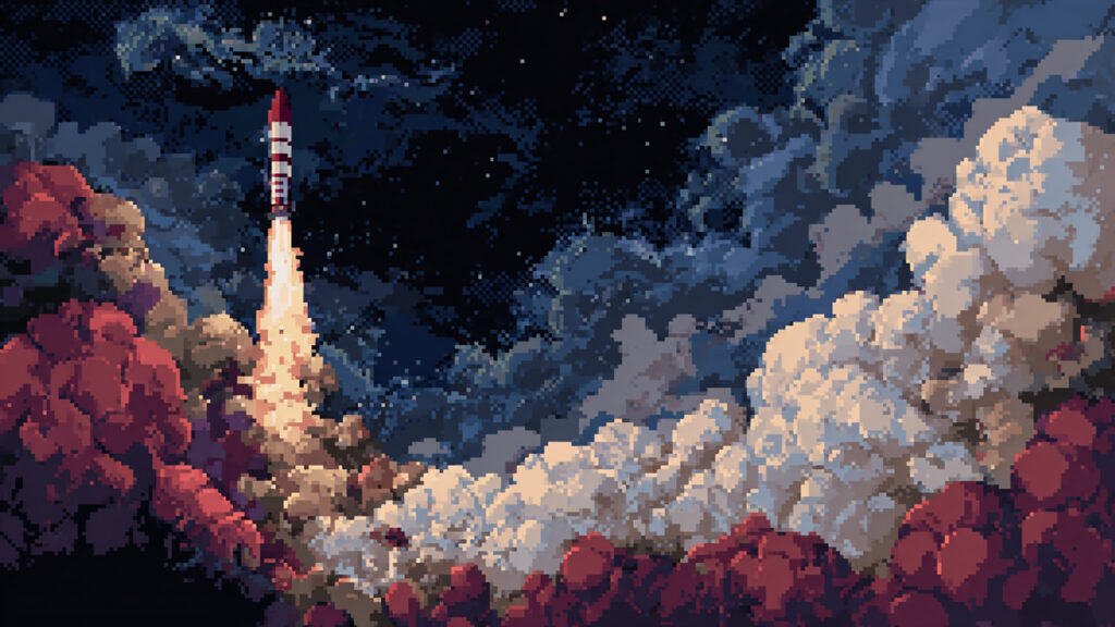 ドット絵風｜ロケットの背景素材