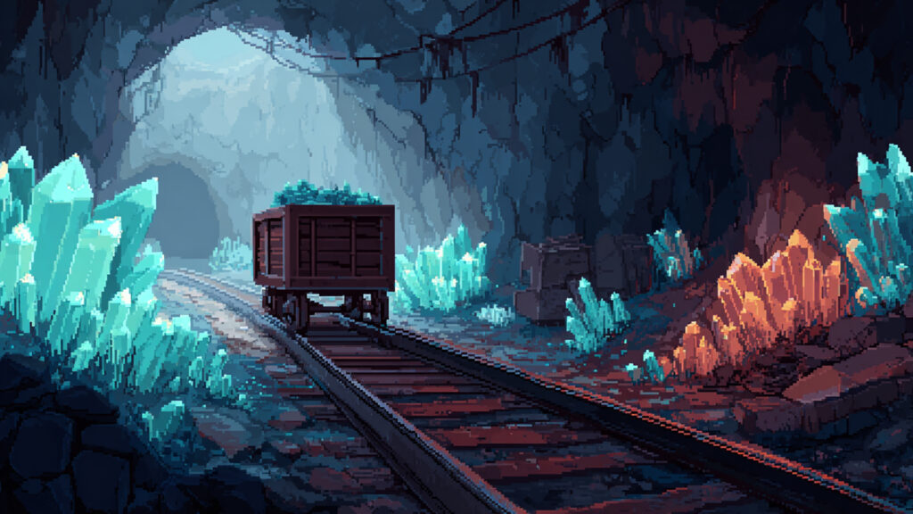 トロッコ列車の背景イラストのフリー素材