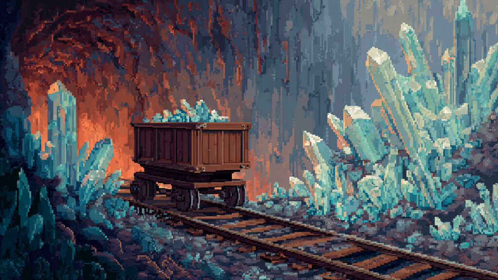 ドット絵風｜トロッコ列車の背景素材