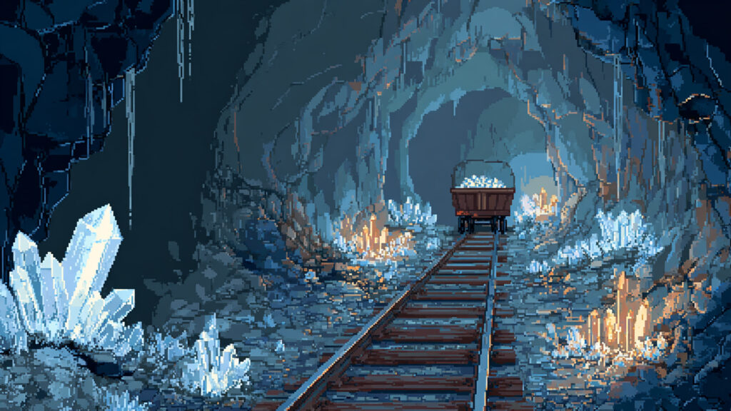 ドット絵風｜トロッコ列車の背景素材