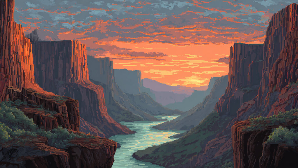 渓谷の背景イラストのフリー素材