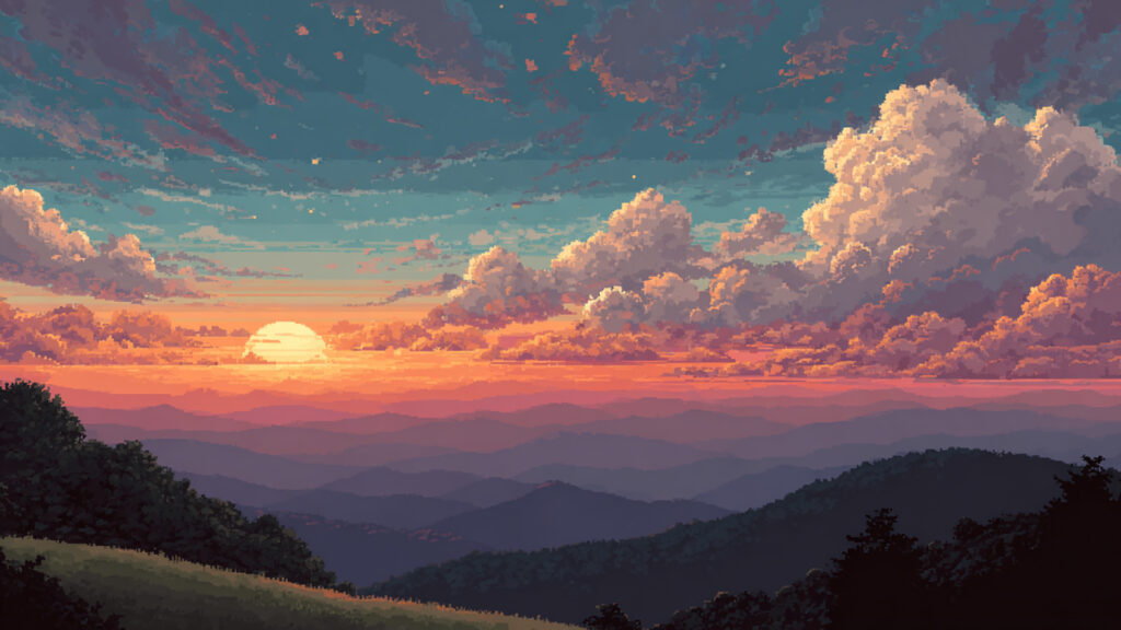 夕焼けの背景イラストのフリー素材