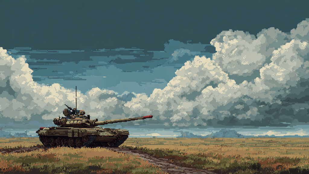 ドット絵風｜戦車の背景素材