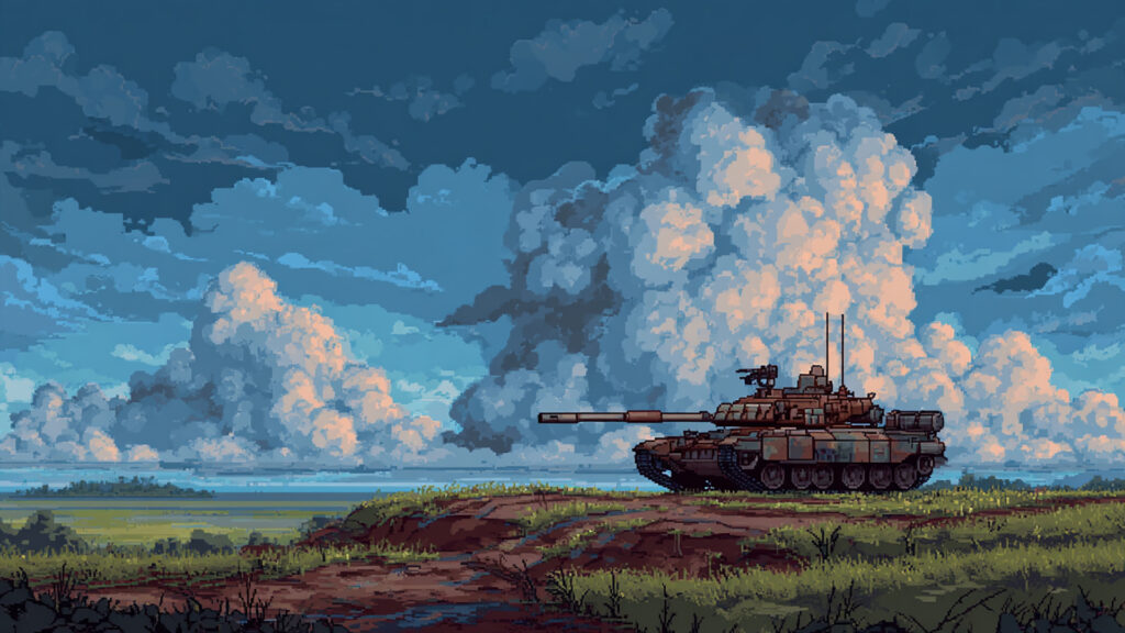 ドット絵風｜戦車の背景素材