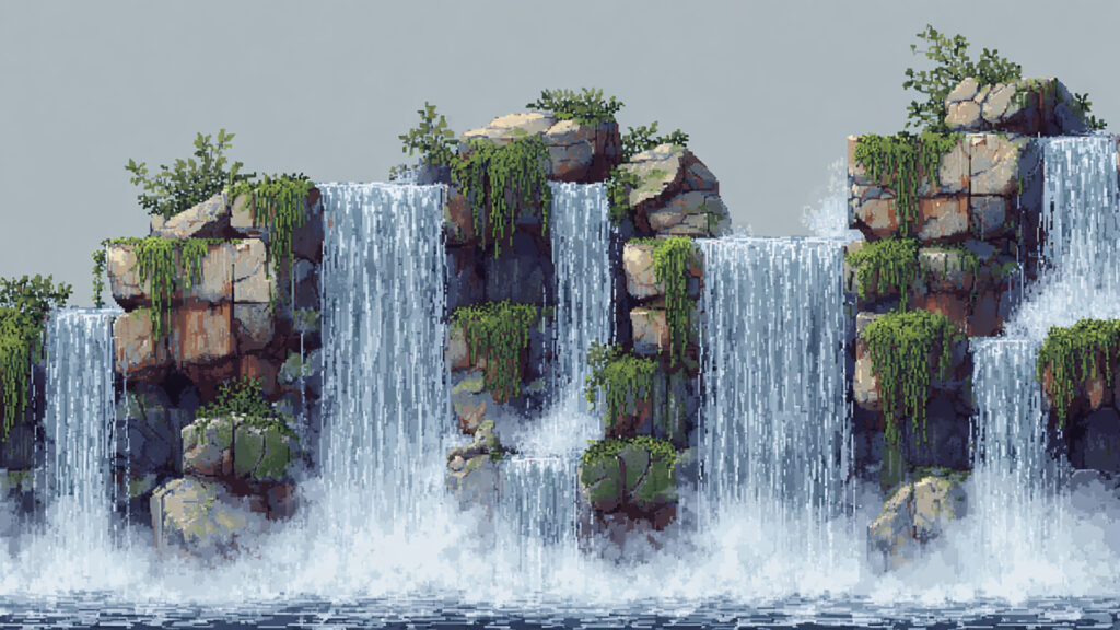 滝の背景イラストのフリー素材