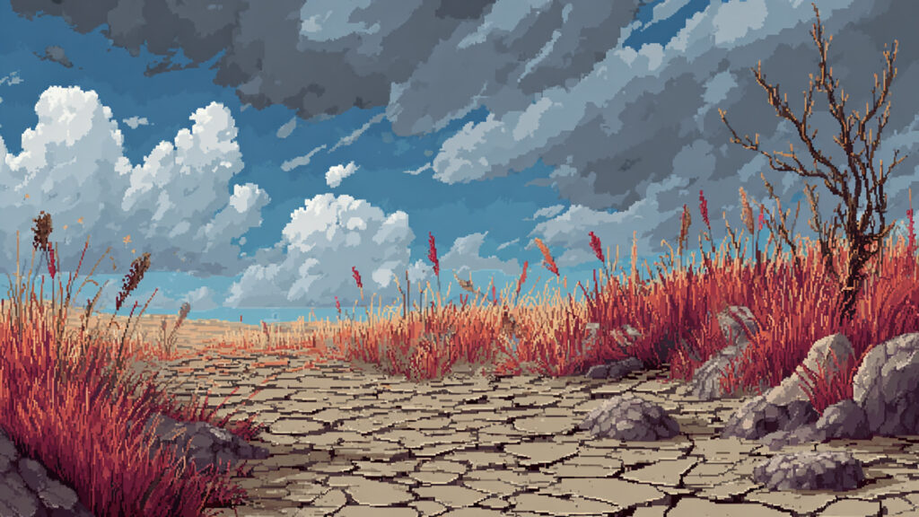 ドット絵風｜荒野の背景素材