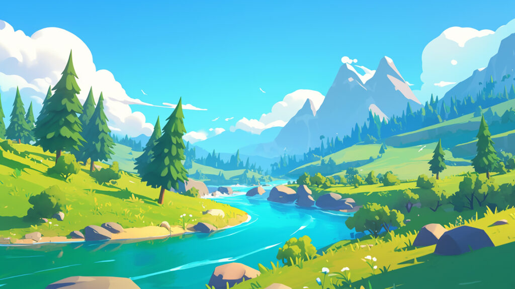 川｜カートゥーン調の背景イラストのフリー素材