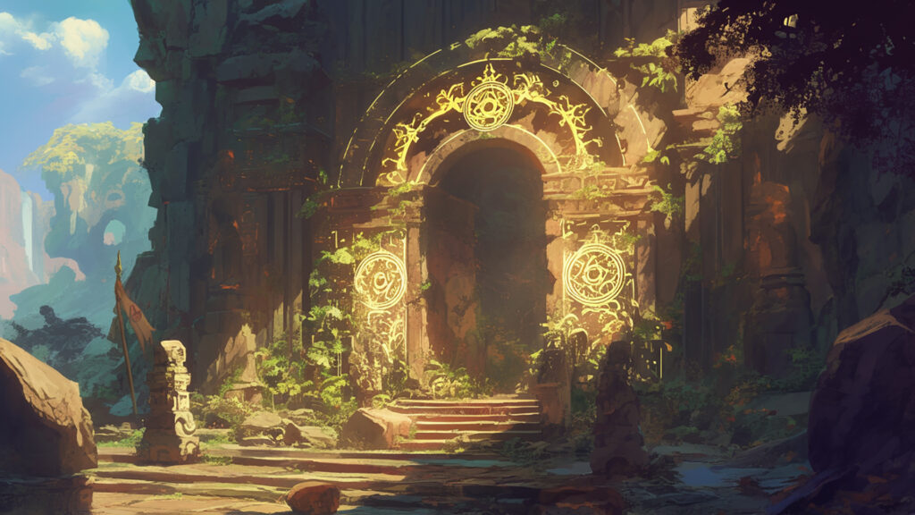 ケルト装飾画風｜石造りの神殿遺跡｜神秘・古代文明・ファンタジー