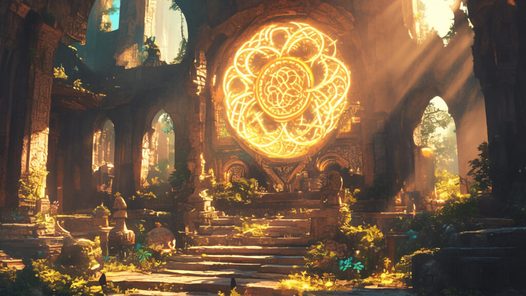 ケルト装飾画風｜石造りの神殿遺跡｜神秘・古代文明・ファンタジー