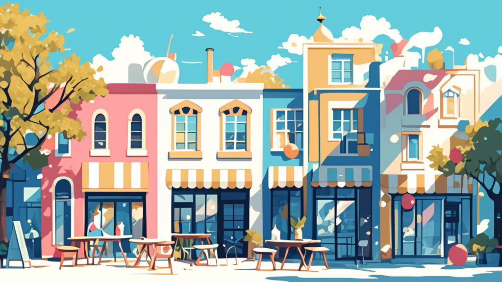 ポップな街角カフェ背景