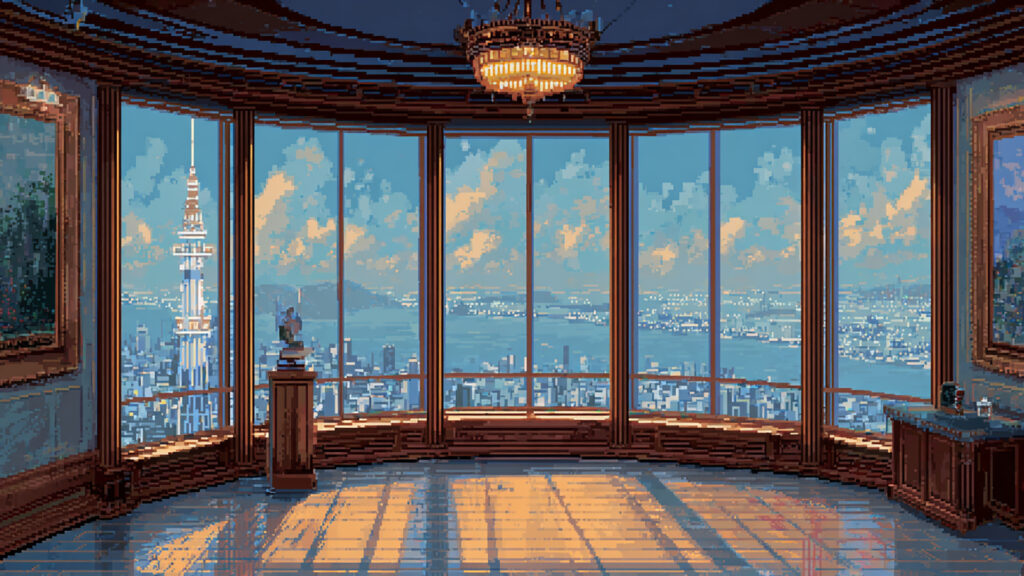 塔の最上階の背景イラストのフリー素材