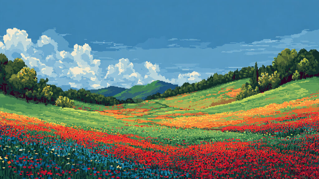 花畑の背景イラストのフリー素材